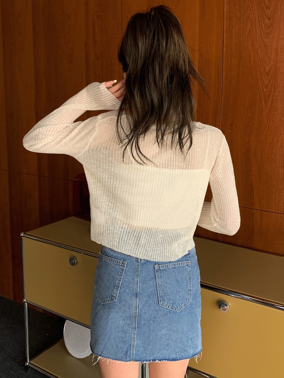 1pc Solid Single Button Cardigan