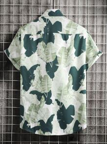 Manfinity 男士熱帶圖案襯衫不帶T恤 - 彩色 - 查看 2