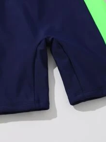 Toddler Boys' Cool Colourblock Shark Rashguard For Summer Surfing And Diving - Navy Blue - View 3