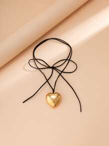 愛心掛飾多層次項鍊 - 金黃色 - 查看 2