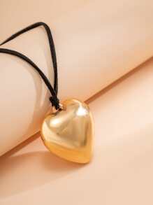 愛心掛飾多層次項鍊 - 金黃色 - 查看 4