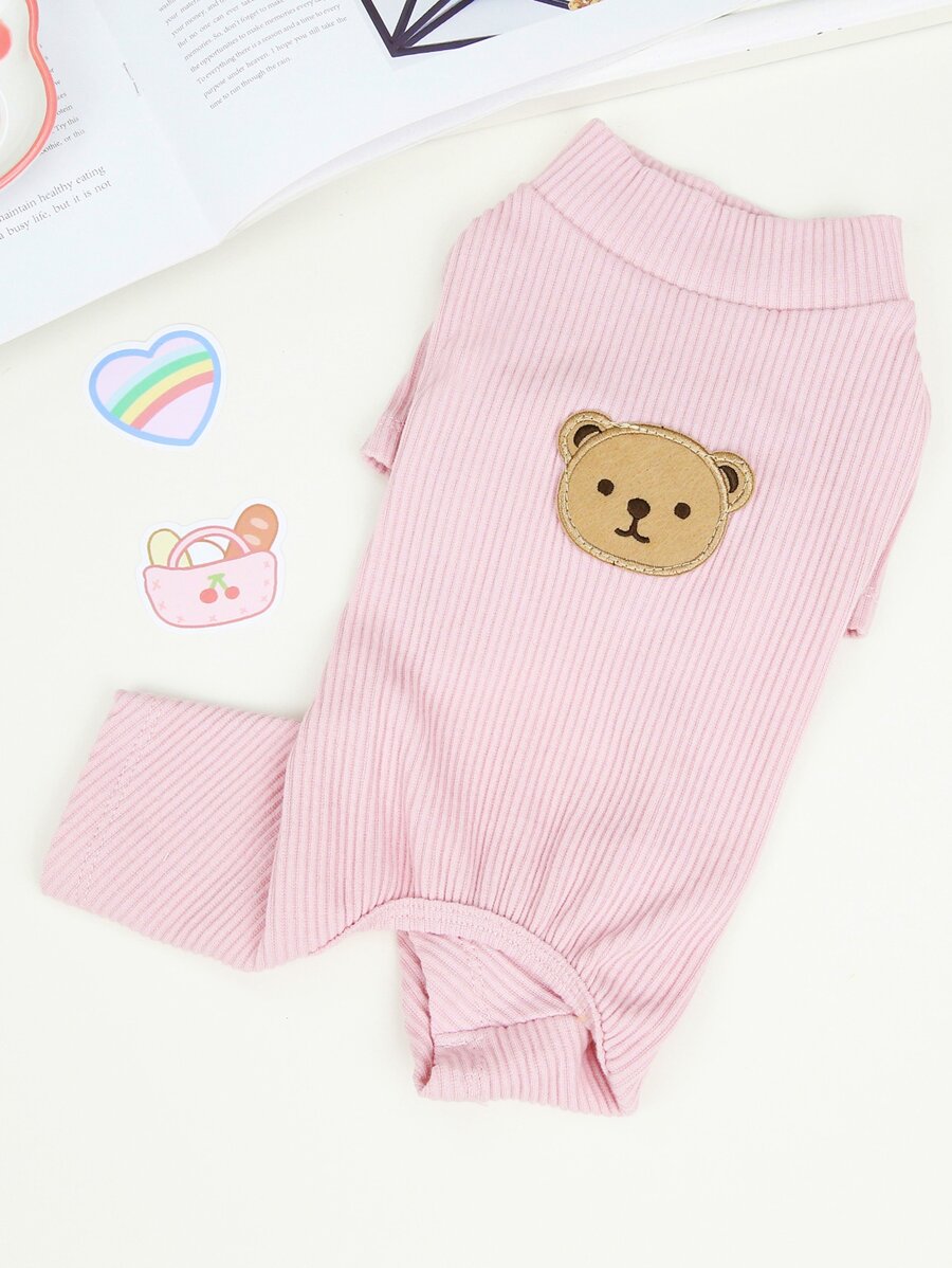 1 bộ đồ ngủ thú cưng thiết kế hình gấu hoạt hình - Hồng - Xem 1