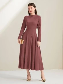 Modelyn Vestido de cuello alto de manga raglán - Rosa Roja - Ver 1