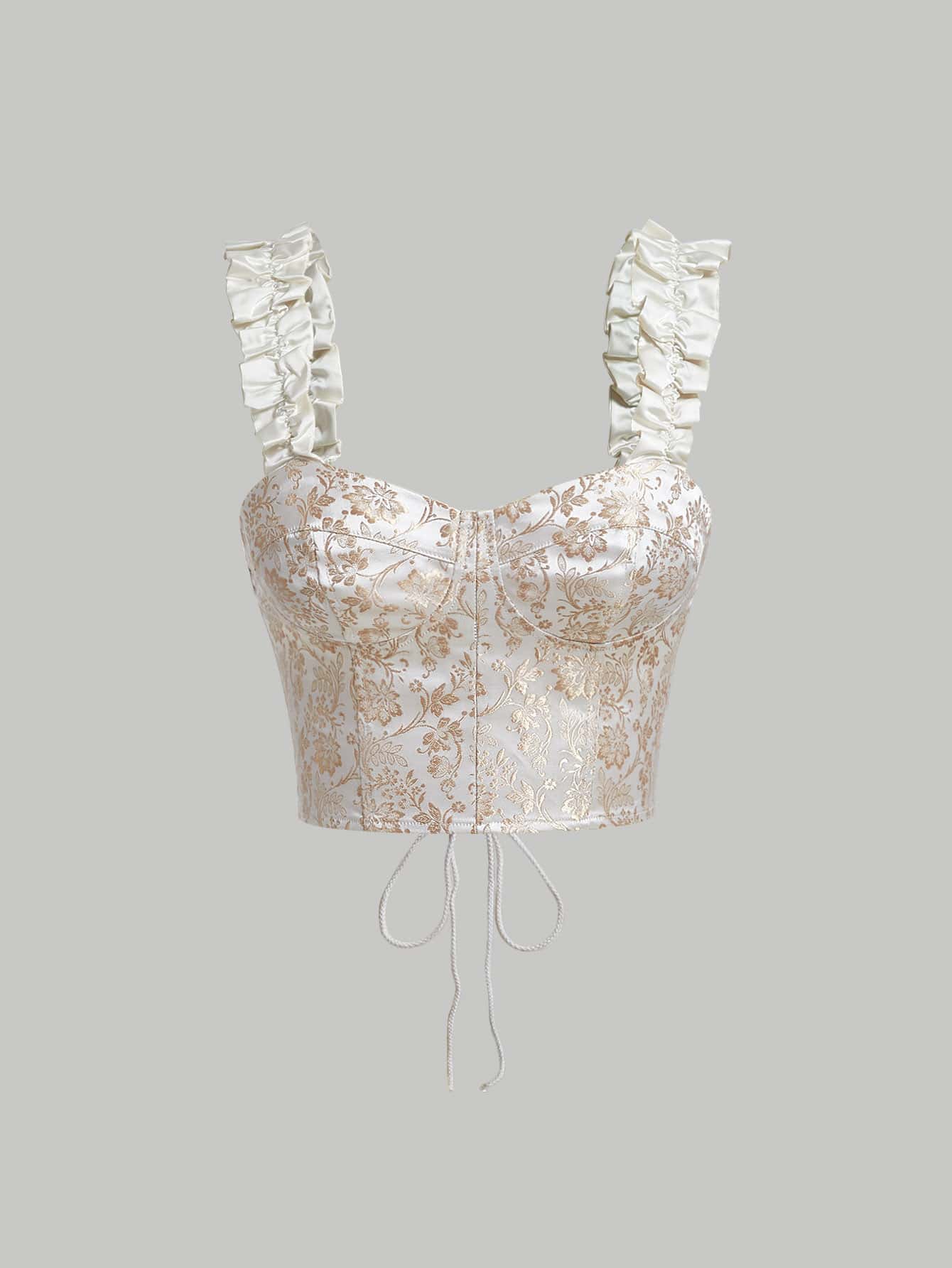 SHEIN MOD Top ribete con fruncido de espalda con cordón ancho con tira - Multicolor - Ver 1