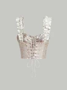 SHEIN MOD Top ribete con fruncido de espalda con cordón ancho con tira - Multicolor - Ver 2