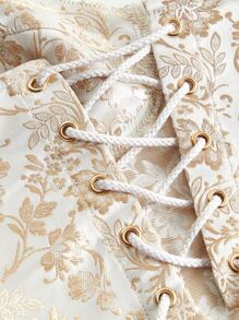 SHEIN MOD Top ribete con fruncido de espalda con cordón ancho con tira - Multicolor - Ver 3