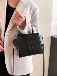 Mini Double Handle Square Bag - Black - View 8