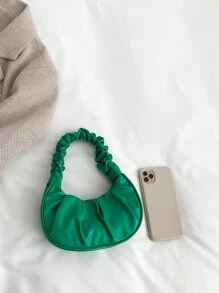 迷你純色女款百褶手拿包，雲型和新月型女款手拿包 - 綠色 - 查看 7