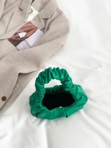 迷你純色女款百褶手拿包，雲型和新月型女款手拿包 - 綠色 - 查看 8