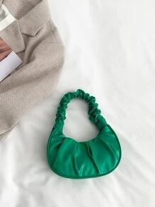 迷你純色女款百褶手拿包，雲型和新月型女款手拿包 - 綠色 - 查看 4