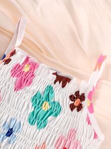 嬰兒印花喇叭吊帶連體褲 - 白色 - 查看 3