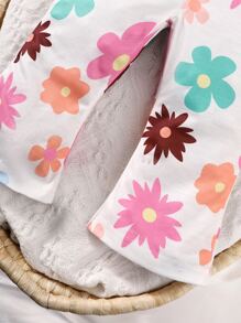 嬰兒印花喇叭吊帶連體褲 - 白色 - 查看 4