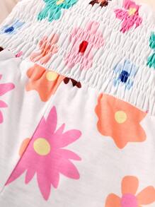 嬰兒印花喇叭吊帶連體褲 - 白色 - 查看 6