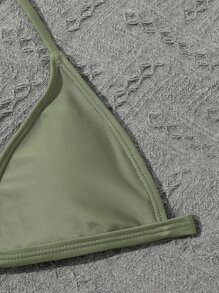Conjunto de bikini sin tirantes con estampado tropical, kimono y pantalones de cubrición para niña preadolescente, para playa de verano - Multicolor - Ver 4
