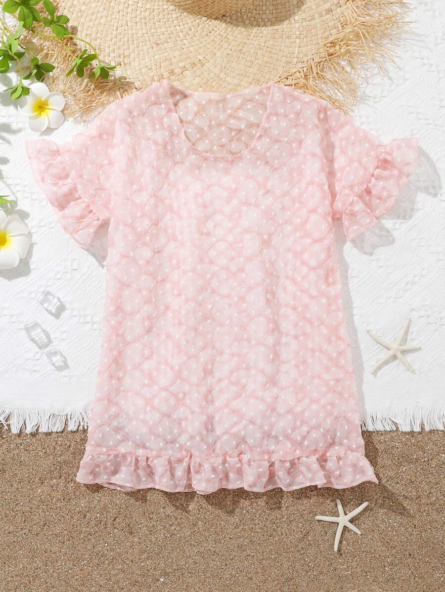 Girls Ruffle Trim Cover Up
