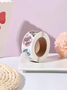 1 rollo Pegatina de regalo con estampado floral con slogan - Multicolor - Ver 4