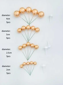 20pcs Metallic Ball Design Cake Topper, Minimalist Plastic Ball Decor Cake Top Decoration For Birthday Party - Multicolor - View 3
