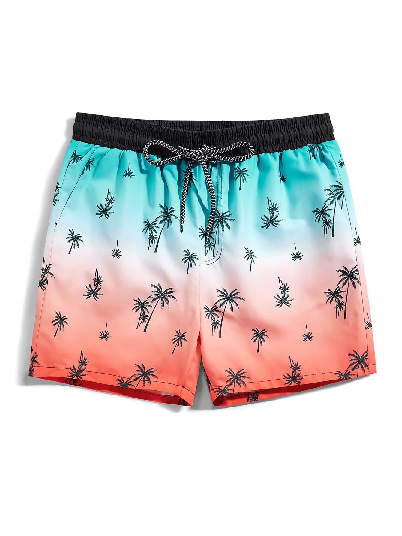 Surfspeed 男士椰子樹圖案漸層腰部抽繩泳褲 - 彩色 - 查看 1