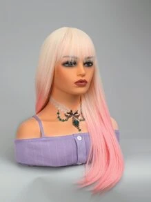 Long Straight Synthetic Wig With Bangs - Multicolor - View 1