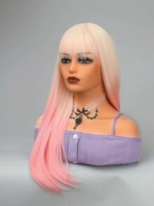 Long Straight Synthetic Wig With Bangs - Multicolor - View 4