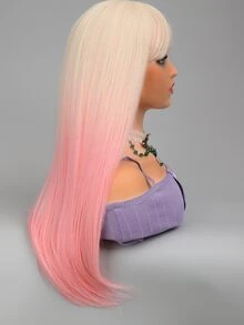 Long Straight Synthetic Wig With Bangs - Multicolor - View 6