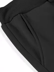 Claim Dot Men Mountain Print Drawstring Waist Joggers - Black - View 6