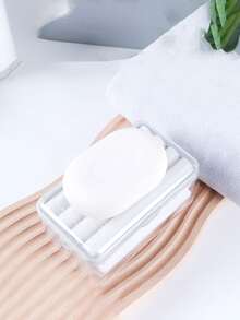 1pc Soap Box Hand Free Foaming Soap Dish, Multifunctional Soap Dish Hand Free Foaming Draining Household Storage Box Cleaning Tool - Clear - View 7