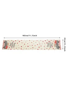 1pc Valentine's Day Heart & Car Pattern Table Runner - Multicolor - View 4