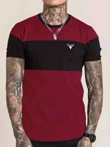Manfinity Men Color Block Antler Print Tee - Burgundy - View 1