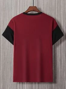 Manfinity Men Color Block Antler Print Tee - Burgundy - View 2