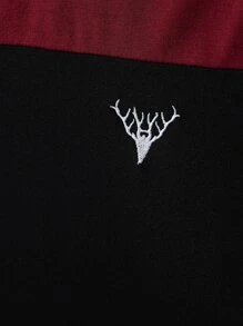 Manfinity Men Color Block Antler Print Tee - Burgundy - View 3