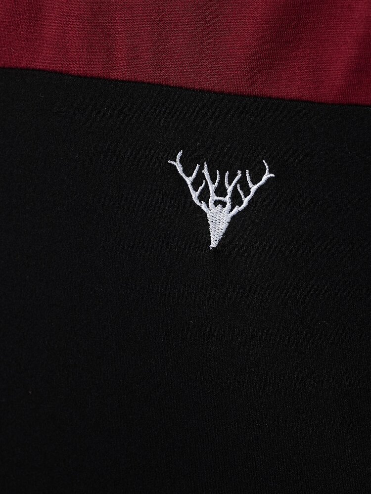 Manfinity Men Color Block Antler Print Tee - Burgundy - View 3