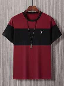 Manfinity Men Color Block Antler Print Tee - Burgundy - View 5