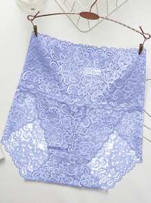 5pcs Solid Color High-Waist Slimming Lace Sexy Lingerie Hipster Panties For Women - Multicolor - View 8