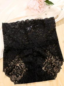 5pcs Solid Color High-Waist Slimming Lace Sexy Lingerie Hipster Panties For Women - Multicolor - View 9