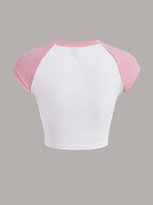 ROMWE Kawaii Star Print Raglan Sleeve Tee, School - Multicolor - View 4