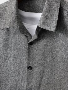 Manfinity Homme Hombres Camisa unicolor con botón con pantalones sin camiseta - Gris - Ver 4