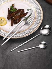 4pcs Stainless Steel Steak Knife Fork Spoon Set - Multicolor - View 3