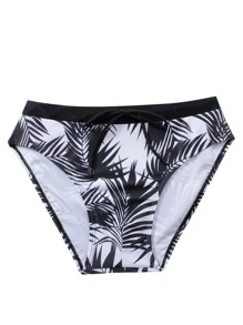 Manfinity Swimmode Men Tropical Print Swim Brief - Black and White - View 6