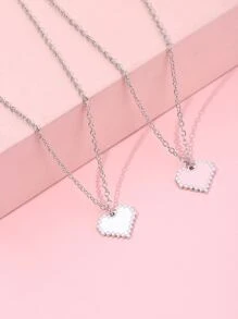 2 chiếc vòng cổ mặt dây chuyền trái tim cặp đôi - Nhiều màu - Xem 1