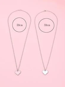 2 chiếc vòng cổ mặt dây chuyền trái tim cặp đôi - Nhiều màu - Xem 3