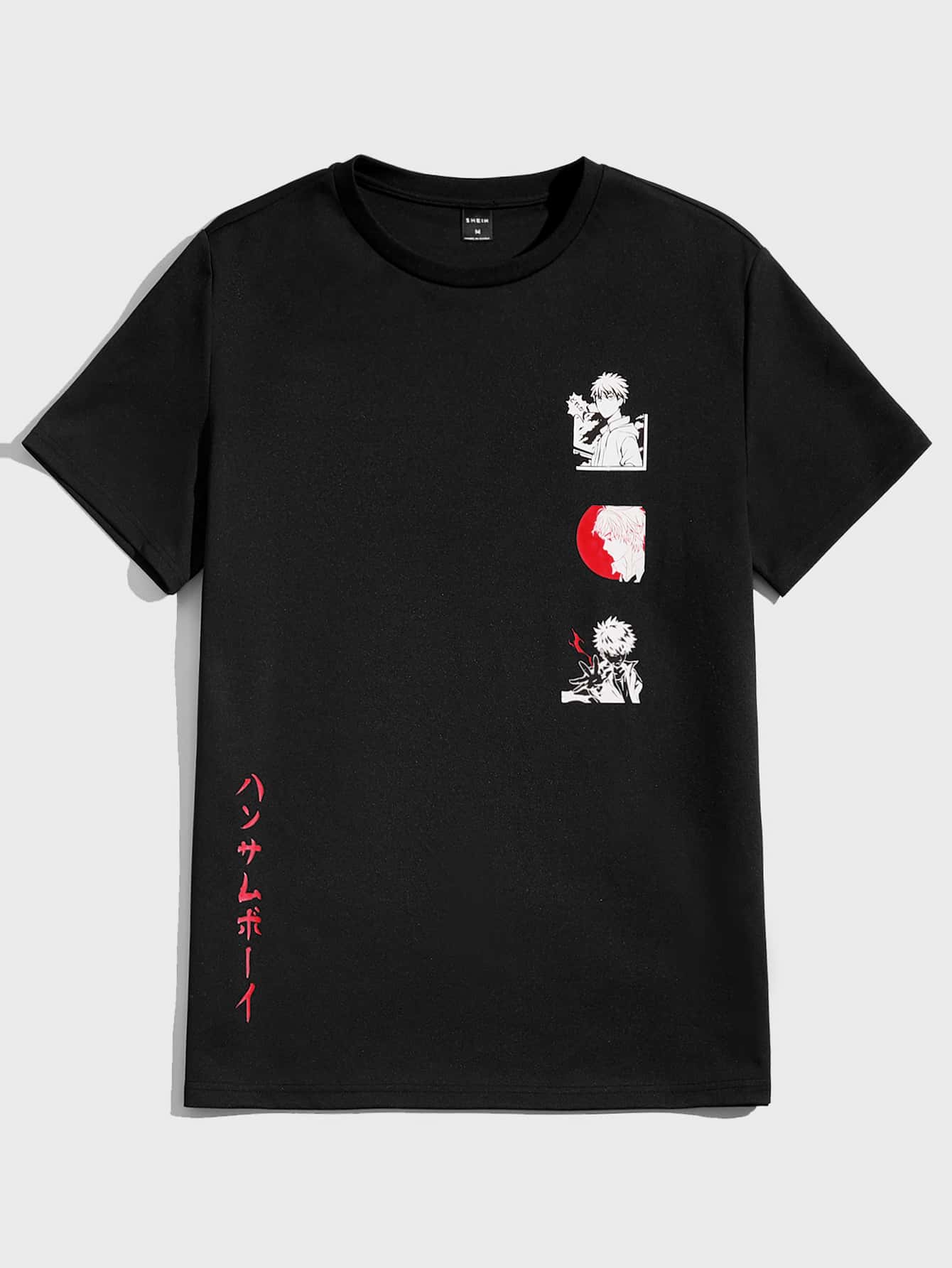 Manfinity Men Japanese Letter & Figure Graphic Tee - Black - View 1