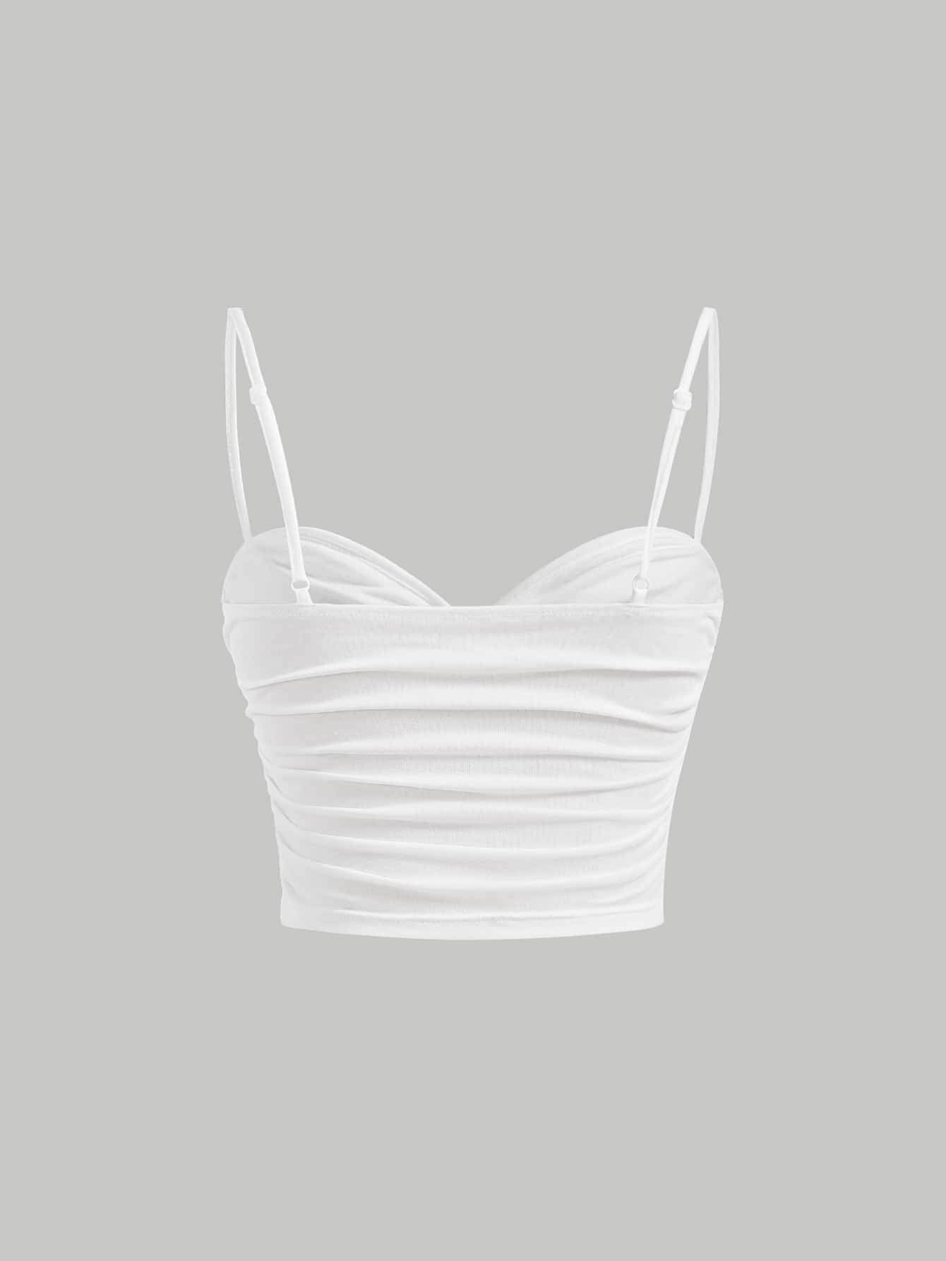 SHEIN MOD Top de tirantes unicolor fruncido - Blanco - Añade 7