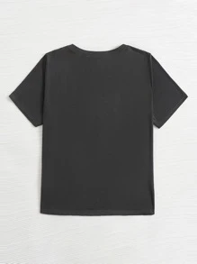SHEIN EZwear Plus Letter Graphic Tee - Dark Grey - View 2