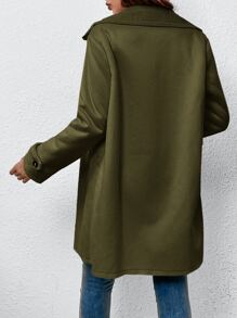 SHEIN EZwear 西裝領雙排釦毛絨內襯外套