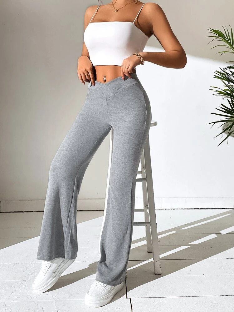 Solid Flare Leg Pants