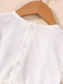 小女童印花荷葉邊泡泡袖洋裝