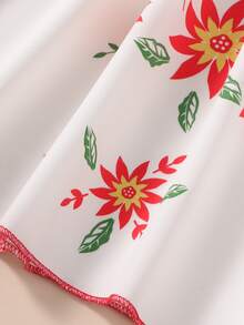 小女童印花荷葉邊泡泡袖洋裝