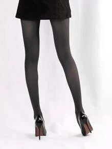 1 đôi quần tất/vớ lưới jacquard 80D dành cho nữ, thích hợp cho mùa xuân/thu. - màu đen - Xem 2