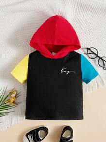 SHEIN Baby Colour Block Letter Graphic Hoodie - Multicolor - View 1